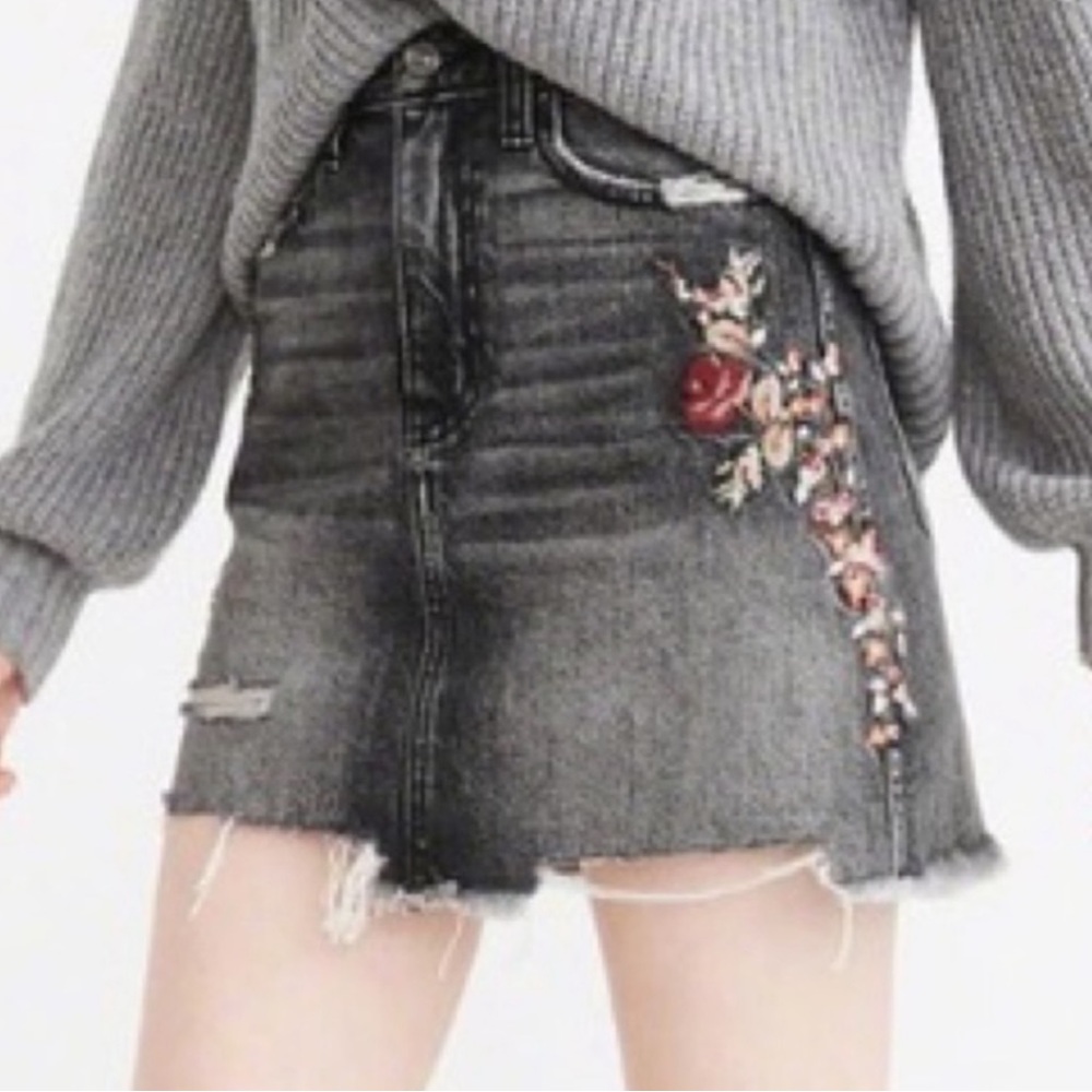 Abercrombie embroidered denim mini skirt
